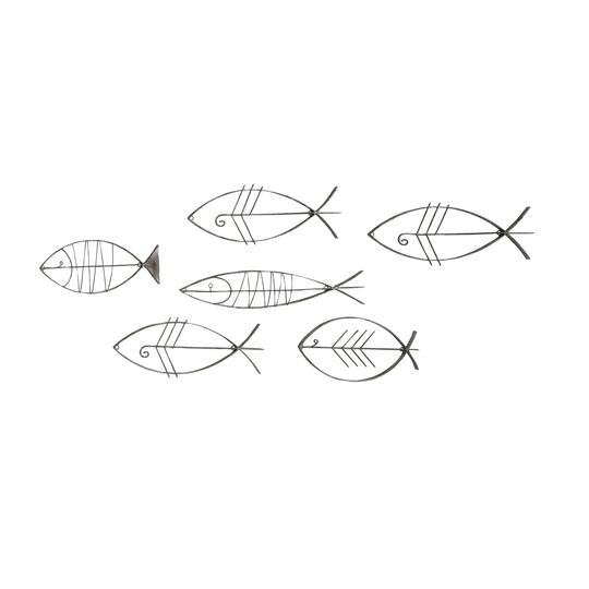 Set of 6 Black Metal Industrial Abstract Wall Decor, 16", 20", 24"